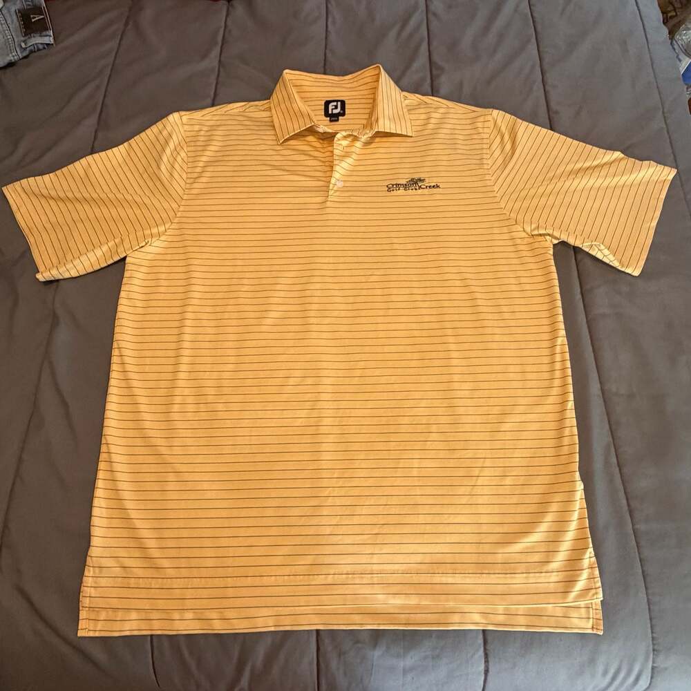 FootJoy ProDry Yellow Striped Golf Polo Crimson Creek Golf Club XL